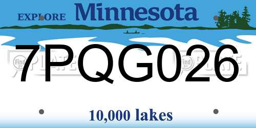 7PQG026 Minnesota License Plate