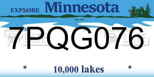 7PQG076 Minnesota License Plate