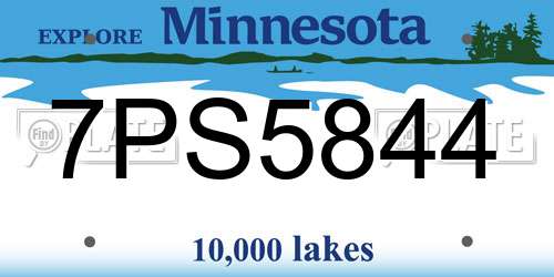 7PS5844 Minnesota License Plate
