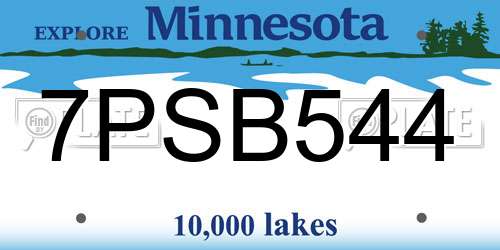 7PSB544 Minnesota License Plate