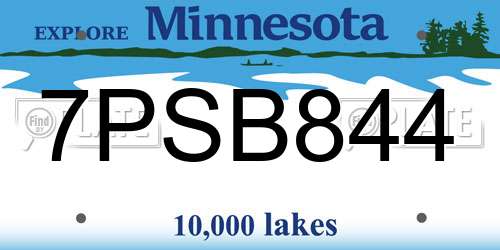 7PSB844 Minnesota License Plate