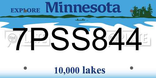7PSS844 Minnesota License Plate