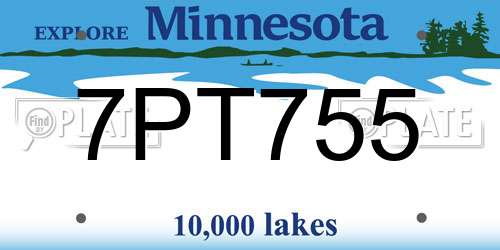 7PT755 Minnesota License Plate