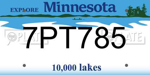 7PT785 Minnesota License Plate