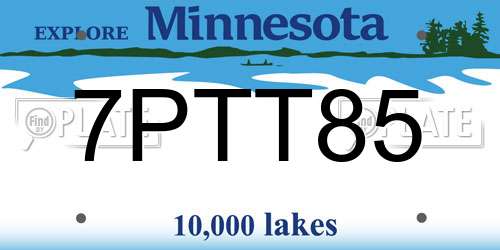 7PTT85 Minnesota License Plate