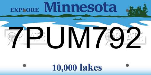 7PUM792 Minnesota License Plate