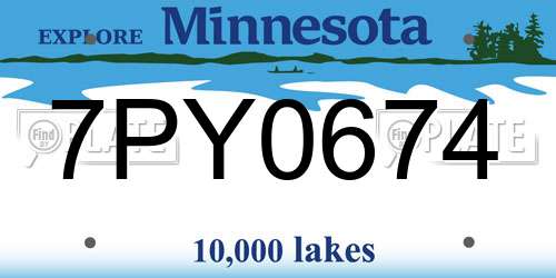 7PY0674 Minnesota License Plate