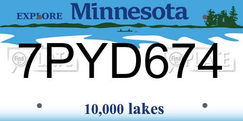 7PYD674 Minnesota License Plate