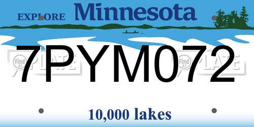 7PYM072 Minnesota License Plate