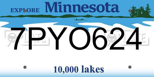 7PYO624 Minnesota License Plate