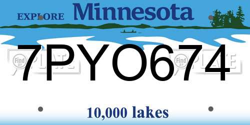 7PYO674 Minnesota License Plate