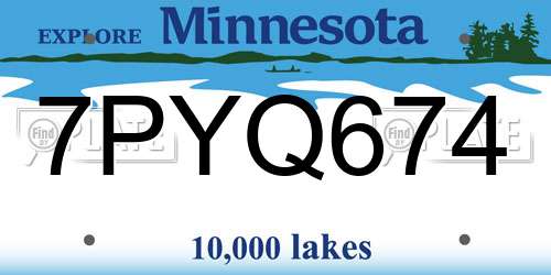 7PYQ674 Minnesota License Plate