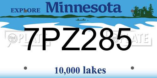 7PZ285 Minnesota License Plate