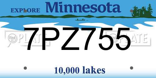 7PZ755 Minnesota License Plate