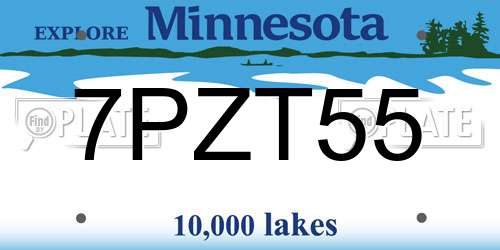 7PZT55 Minnesota License Plate