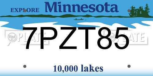 7PZT85 Minnesota License Plate