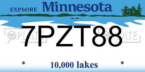 7PZT88 Minnesota License Plate