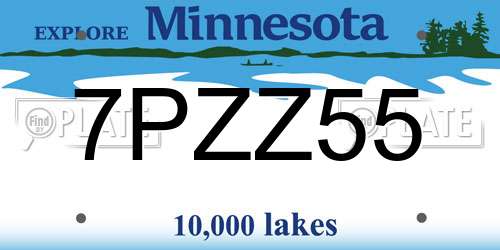 7PZZ55 Minnesota License Plate