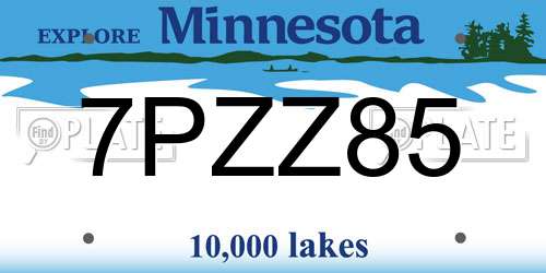 7PZZ85 Minnesota License Plate