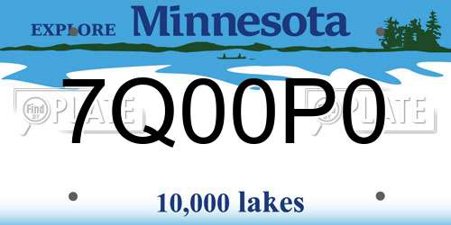 7Q00P0 Minnesota License Plate