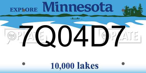7Q04D7 Minnesota License Plate
