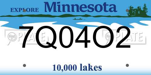 7Q04O2 Minnesota License Plate