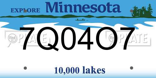 7Q04O7 Minnesota License Plate