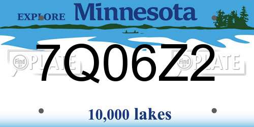 7Q06Z2 Minnesota License Plate