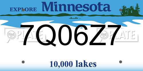 7Q06Z7 Minnesota License Plate
