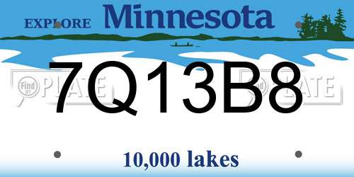 7Q13B8 Minnesota License Plate