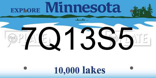 7Q13S5 Minnesota License Plate