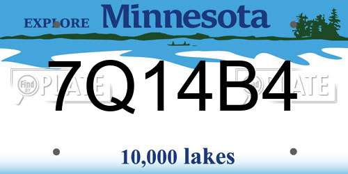 7Q14B4 Minnesota License Plate