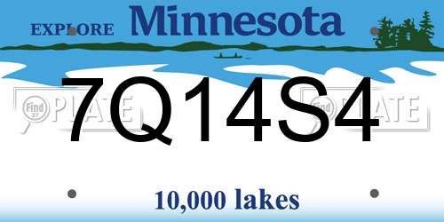 7Q14S4 Minnesota License Plate