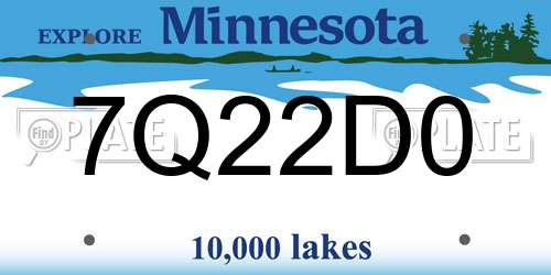 7Q22D0 Minnesota License Plate