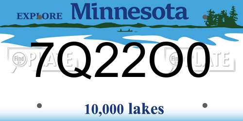 7Q22O0 Minnesota License Plate