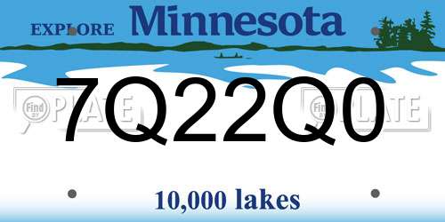 7Q22Q0 Minnesota License Plate