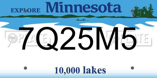 7Q25M5 Minnesota License Plate