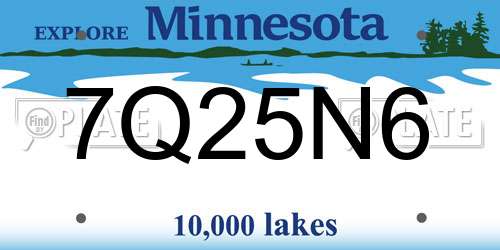 7Q25N6 Minnesota License Plate