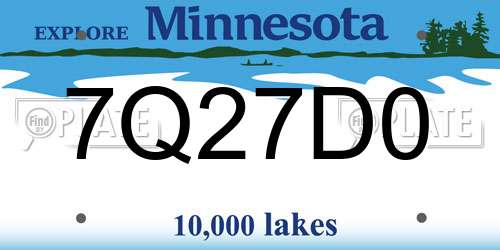 7Q27D0 Minnesota License Plate