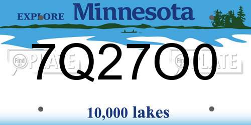 7Q27O0 Minnesota License Plate
