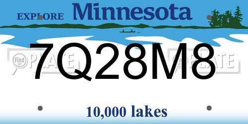 7Q28M8 Minnesota License Plate