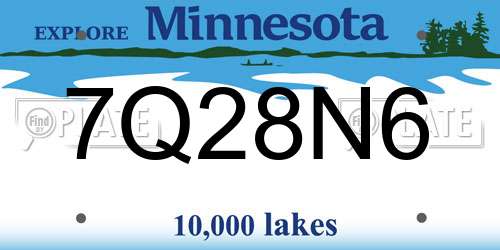 7Q28N6 Minnesota License Plate