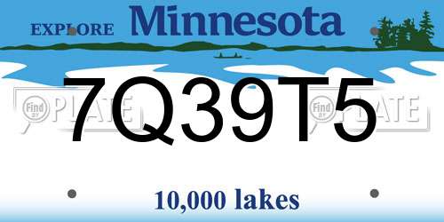 7Q39T5 Minnesota License Plate