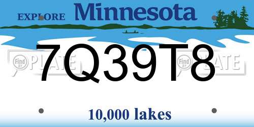 7Q39T8 Minnesota License Plate