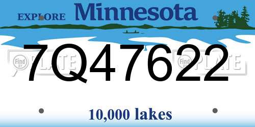 7Q47622 Minnesota License Plate