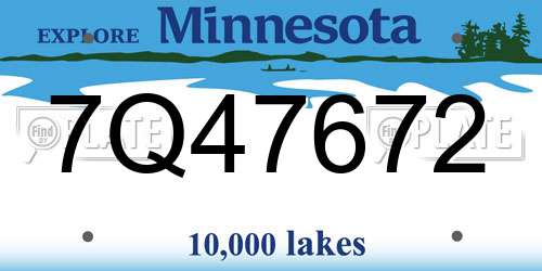 7Q47672 Minnesota License Plate