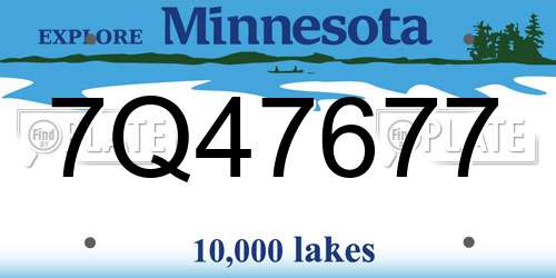 7Q47677 Minnesota License Plate