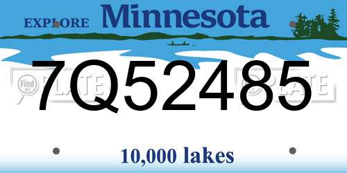 7Q52485 Minnesota License Plate