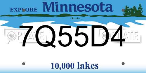 7Q55D4 Minnesota License Plate