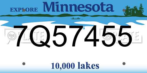 7Q57455 Minnesota License Plate